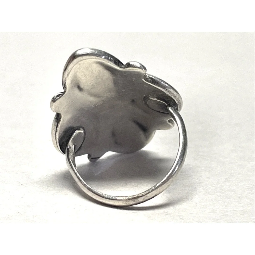 Vintage Native American Snake Eye Sterling Silver Turquoise Ring Size 7.5